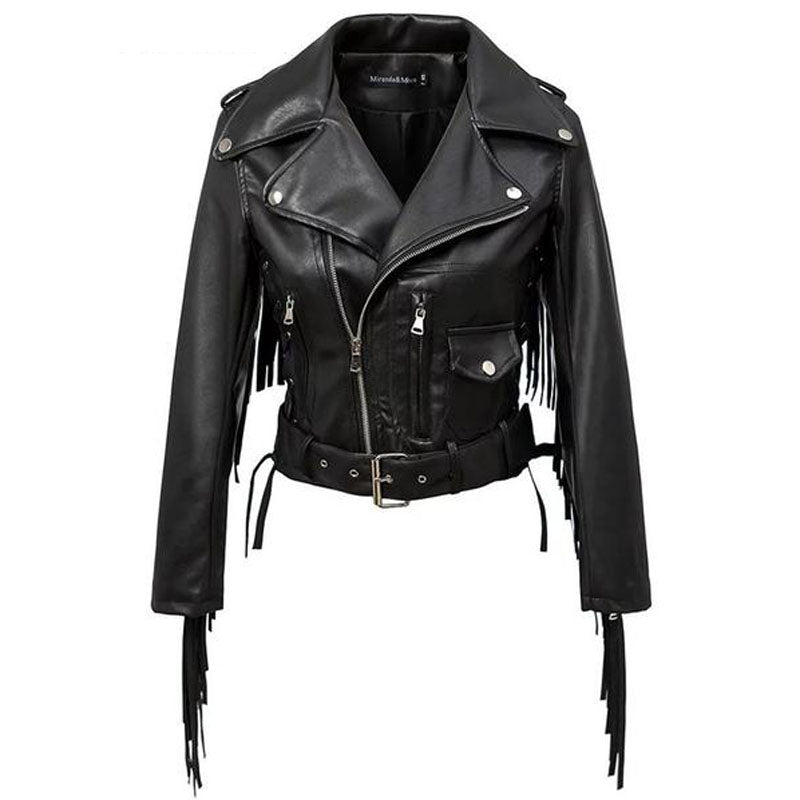 Women Autumn Motorcycle Faux Leather Jackets