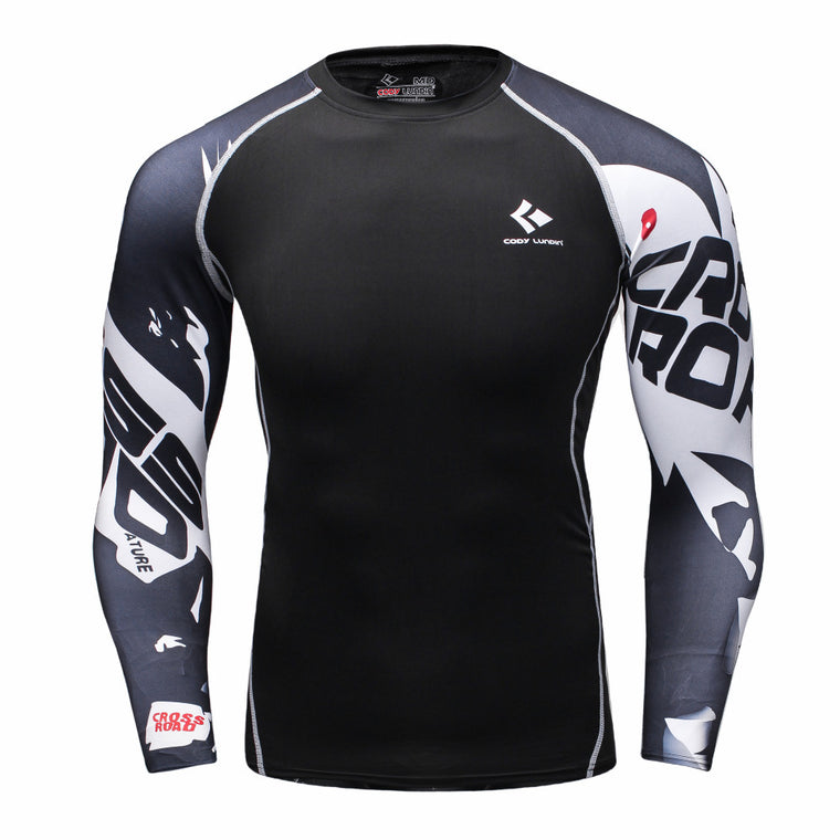 Mens Bodybuilding Skin Tight Long Sleeves Jerseys