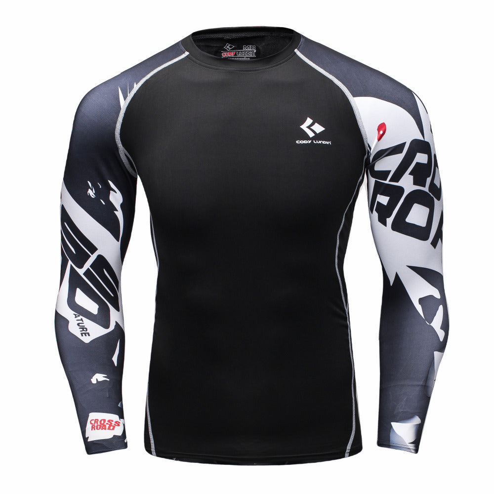 Mens Bodybuilding Skin Tight Long Sleeves Jerseys