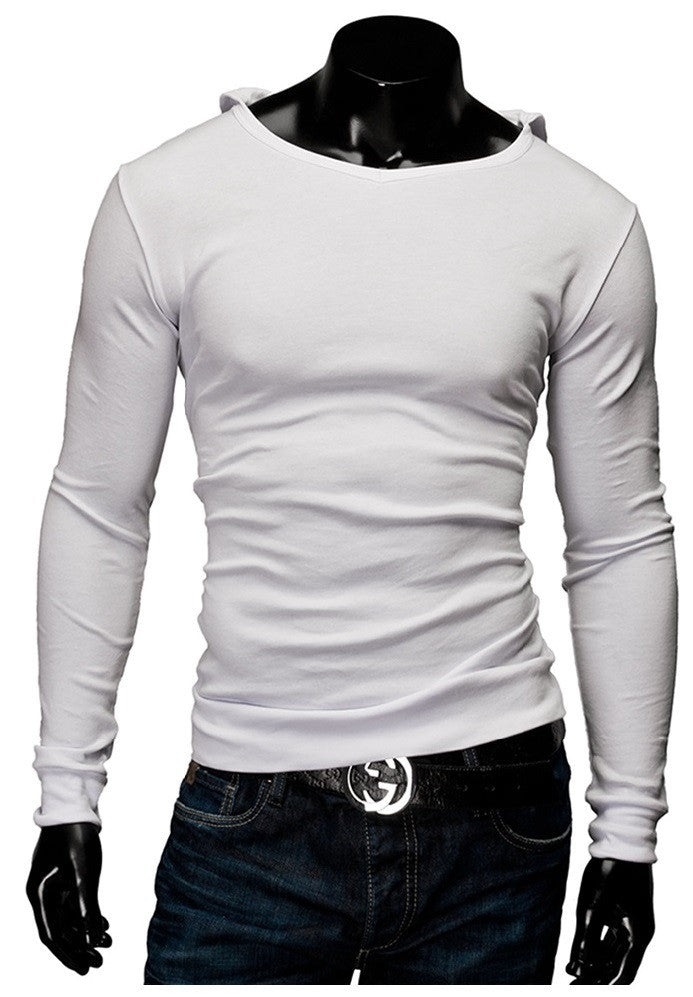 Solid Cotton Long Sleeve Men T- Shirt