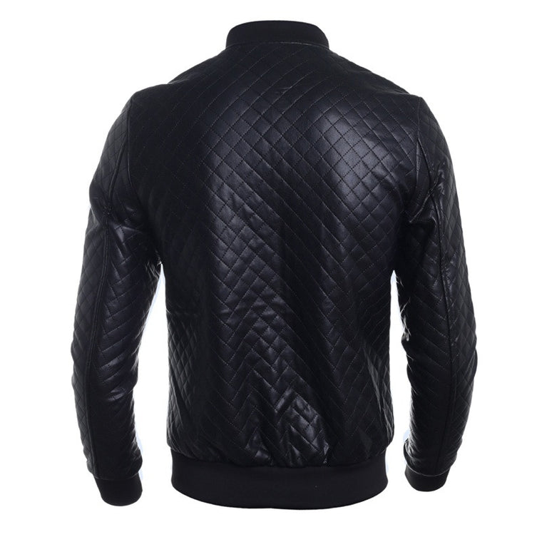Casual Leather Black Stand-collar Jackets