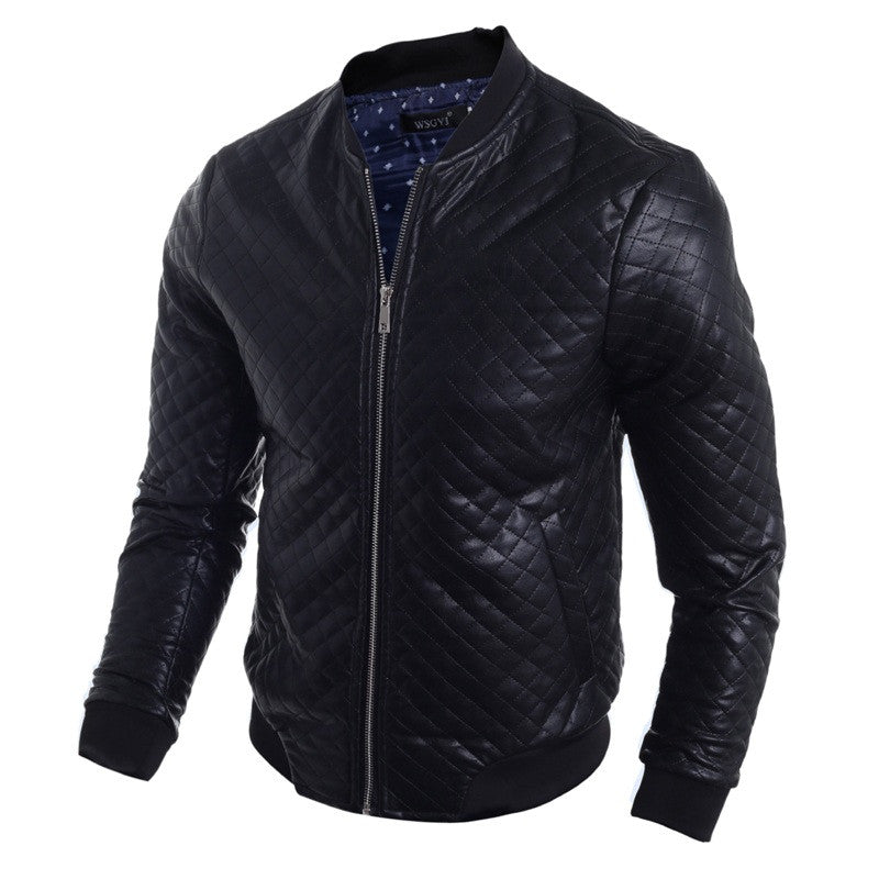 Casual Leather Black Stand-collar Jackets