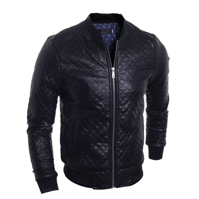 Casual Leather Black Stand-collar Jackets