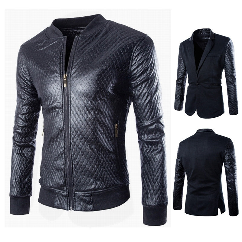 Casual Slim Fit Stylish Patchwork Mens Blazer