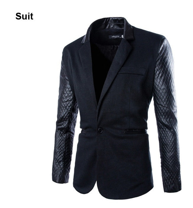 Casual Slim Fit Stylish Patchwork Mens Blazer