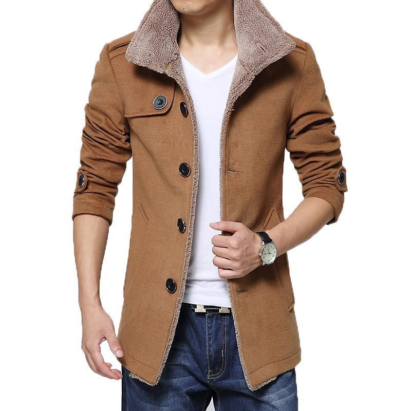 Casual Slim Fit Fur Collar Windbreaker Jacket