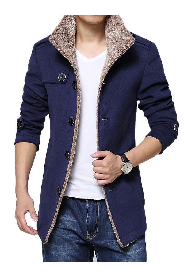 Casual Slim Fit Fur Collar Windbreaker Jacket