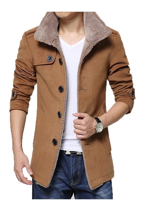 Casual Slim Fit Fur Collar Windbreaker Jacket