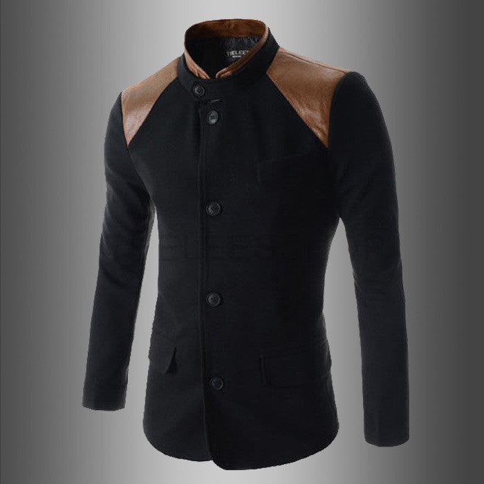 Slim Fit Solid Color Patchwork Single Breasted Blazer