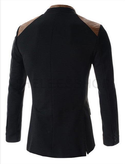 Slim Fit Solid Color Patchwork Single Breasted Blazer
