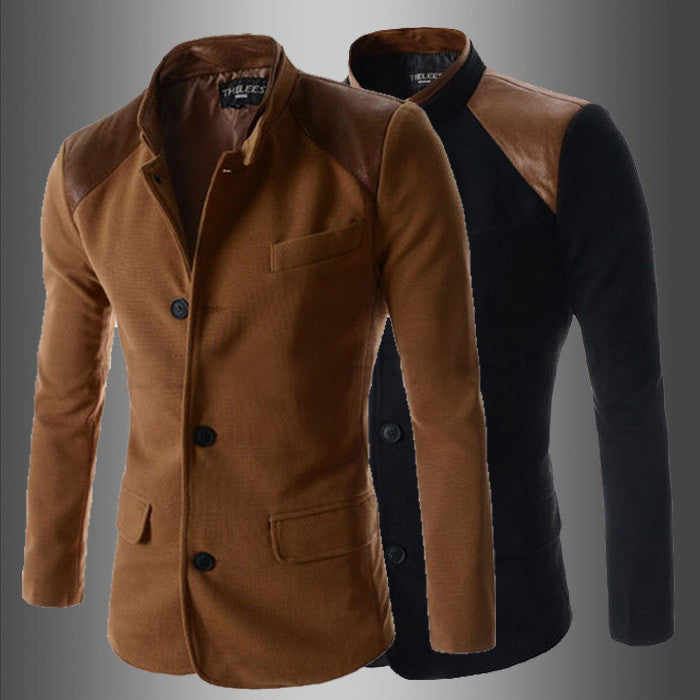 Slim Fit Solid Color Patchwork Single Breasted Blazer