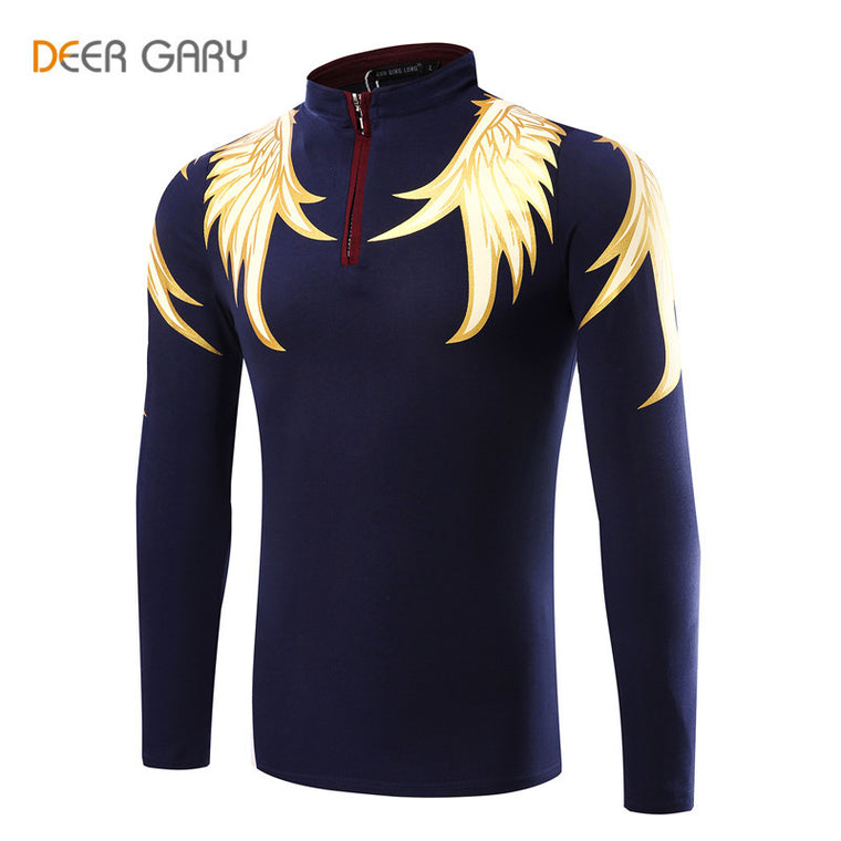 Men's Polo Shirts Printing Pattern Long-sleeved Polo shirt