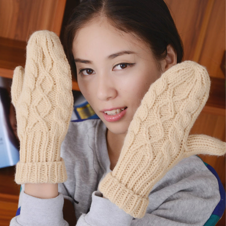 knitted Cashmere Twisted Warm Gloves