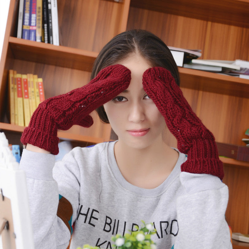 knitted Cashmere Twisted Warm Gloves