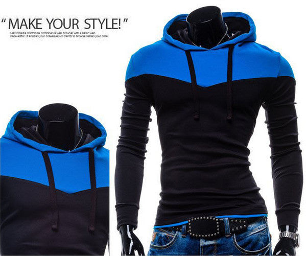 Patchwork Two Colors Napping Casual Men's Sweatshirts