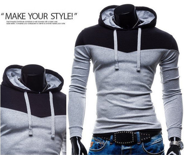 Patchwork Two Colors Napping Casual Men's Sweatshirts