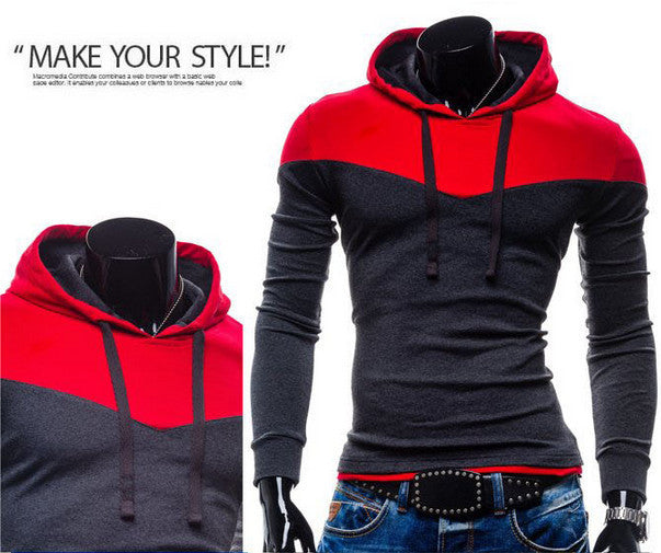 Patchwork Two Colors Napping Casual Men's Sweatshirts