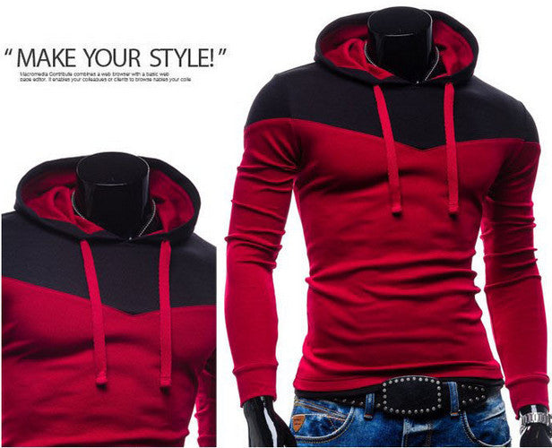 Patchwork Two Colors Napping Casual Men's Sweatshirts