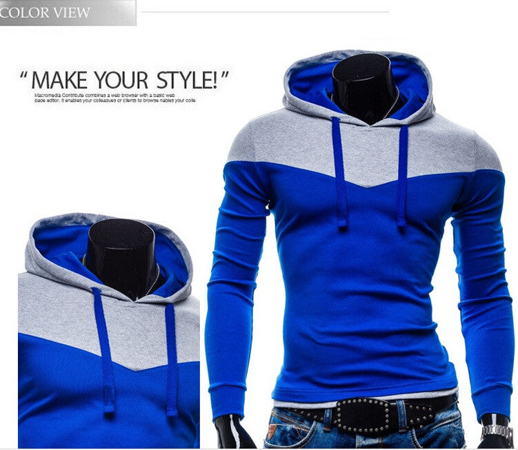 Patchwork Two Colors Napping Casual Men's Sweatshirts