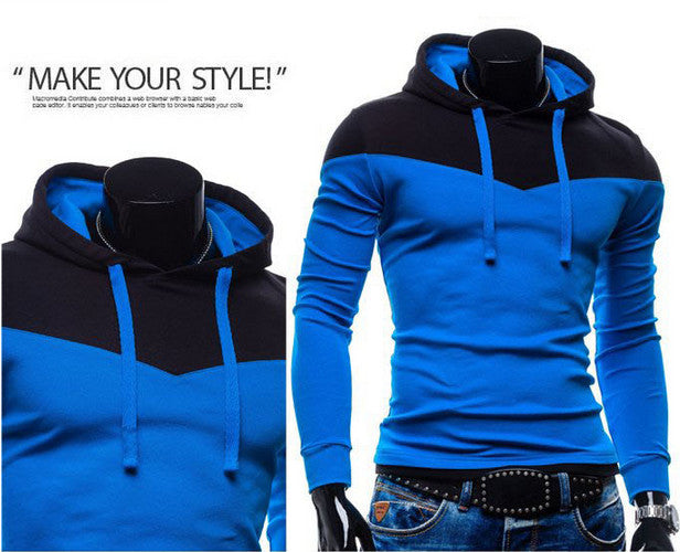 Patchwork Two Colors Napping Casual Men's Sweatshirts