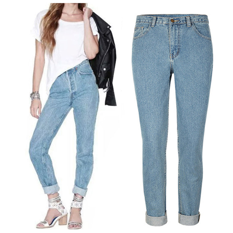 Vintage Style Full Length Women Jeans Pants