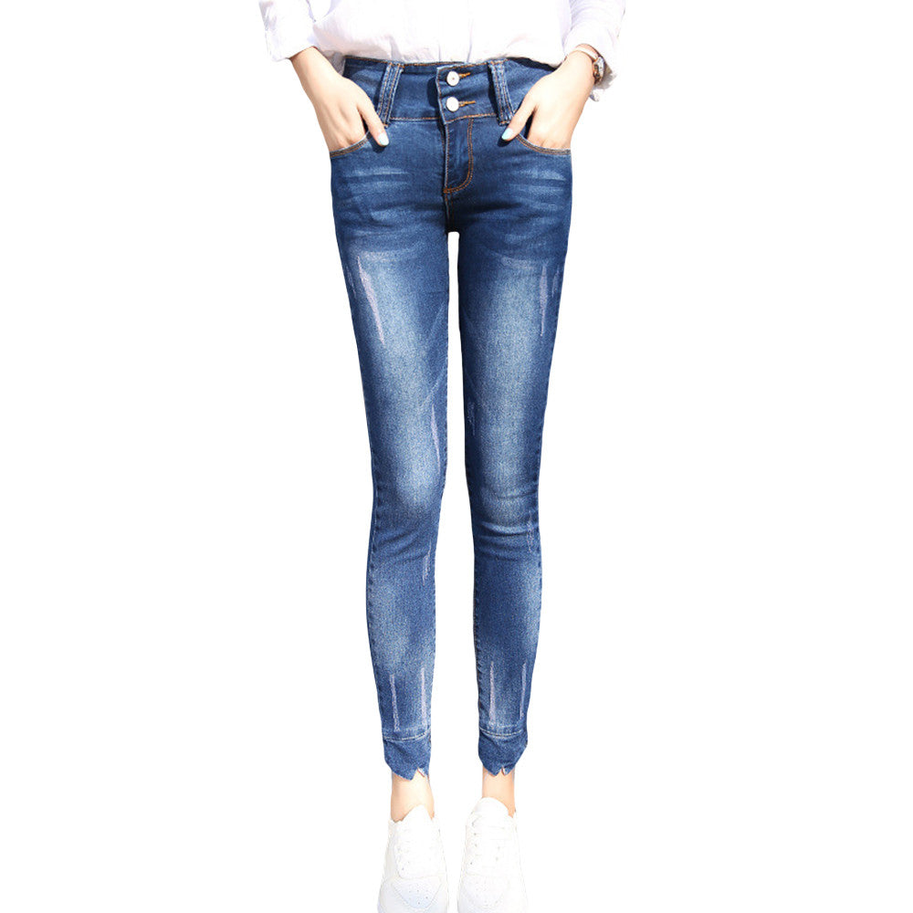 High-waist Casual Skinny Slim Elastic Denim Pants