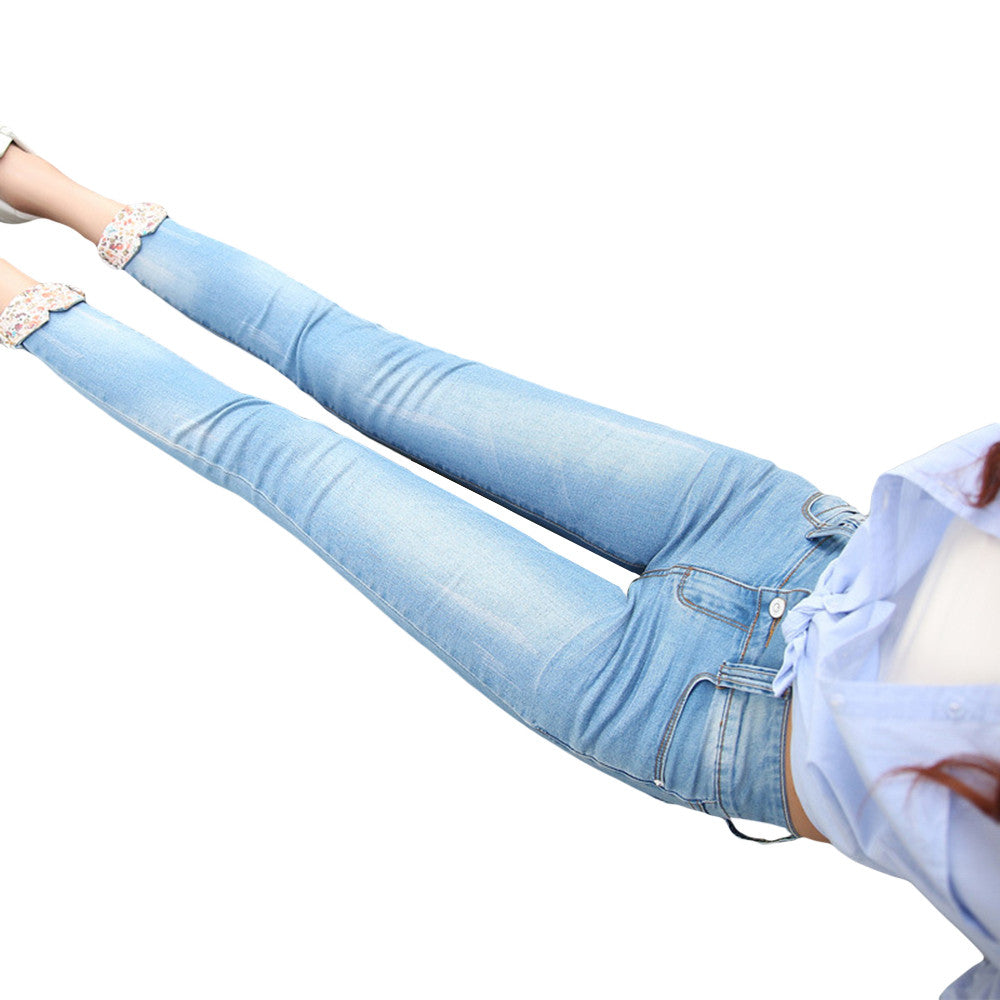 High-waist Casual Skinny Slim Elastic Denim Pants