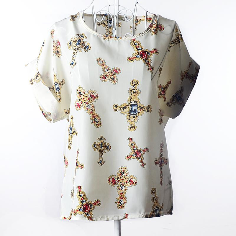 Print Chiffon Women Blouse