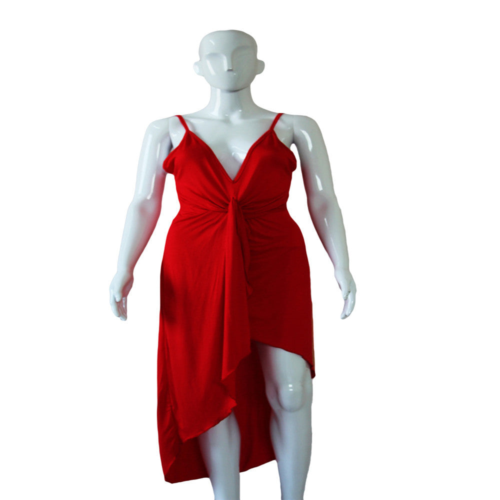 V-neck Spaghetti Strap Mid-calf Dress