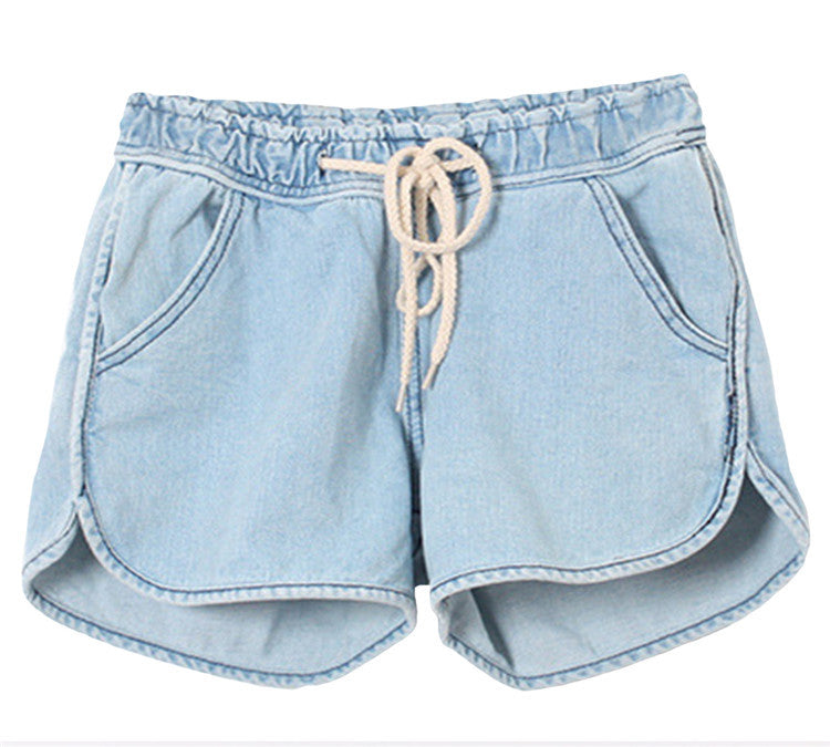Drawstring Shorts Mid-waist Denim Shorts