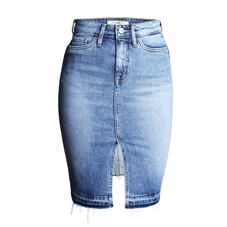 Vintage washed denim skirt
