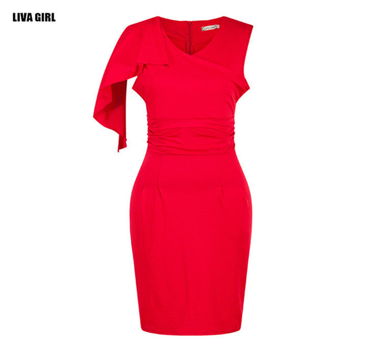 Casual Ruffle Sleeve Knee-Length Party Dresses