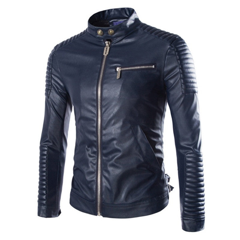 PU Leather Outwear Casual Slim Solid Men's Jacket