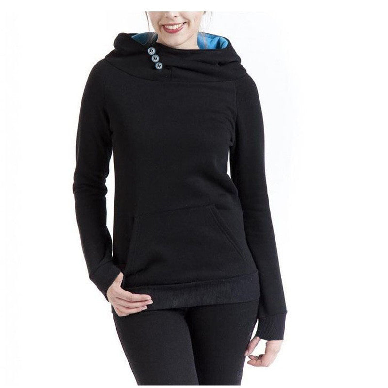 Warm Female Outerwear High Quality Solid Personality Hoodies