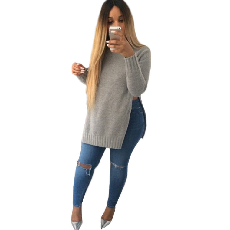 Solid Color Loose Pullovers Unique Style Long sleeve Sweat shirts