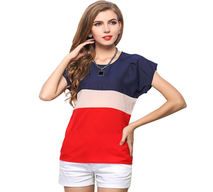 Short Sleeve O-neck Chiffon Tops