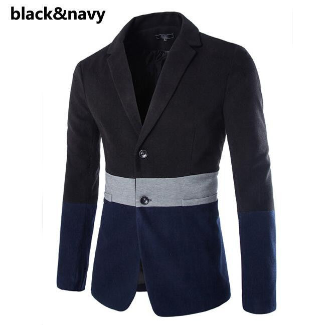 Professional Form Long Sleeve Patchwork Design Blazer Suit