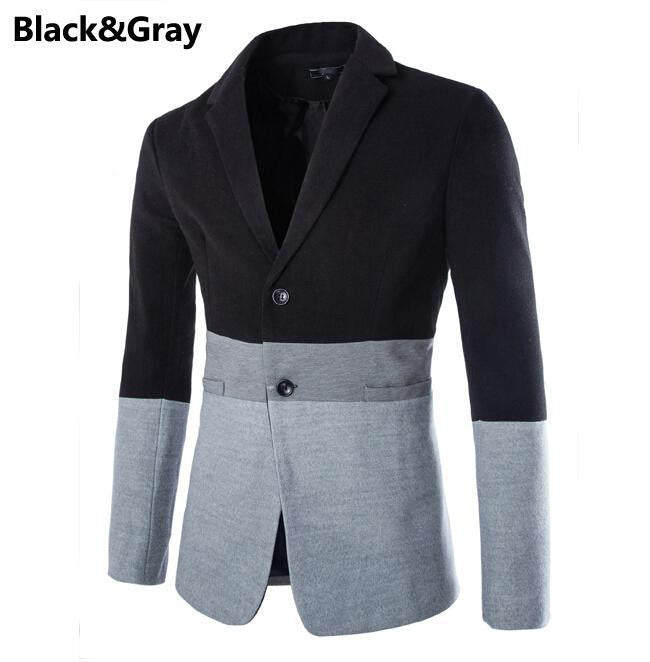 Professional Form Long Sleeve Patchwork Design Blazer Suit