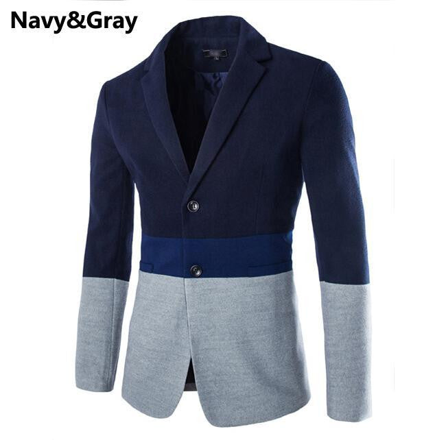 Professional Form Long Sleeve Patchwork Design Blazer Suit