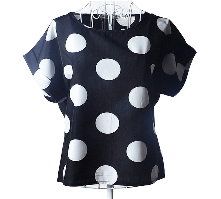 Causal Printed Chiffon Bat wing Sleeve Loose Shirt