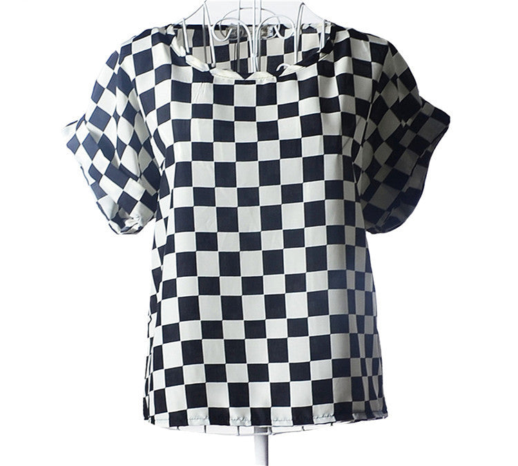 Causal Printed Chiffon Bat wing Sleeve Loose Shirt