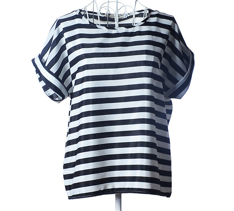 Causal Printed Chiffon Bat wing Sleeve Loose Shirt