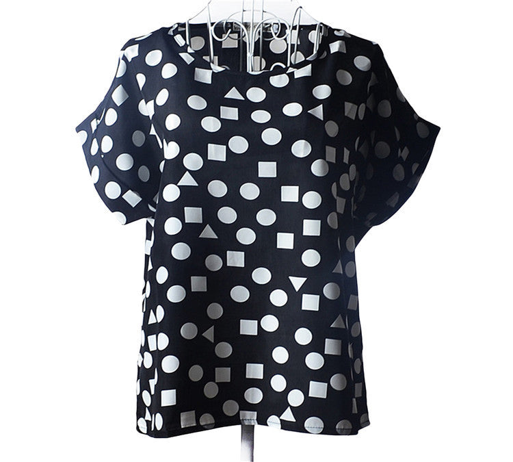 Causal Printed Chiffon Bat wing Sleeve Loose Shirt