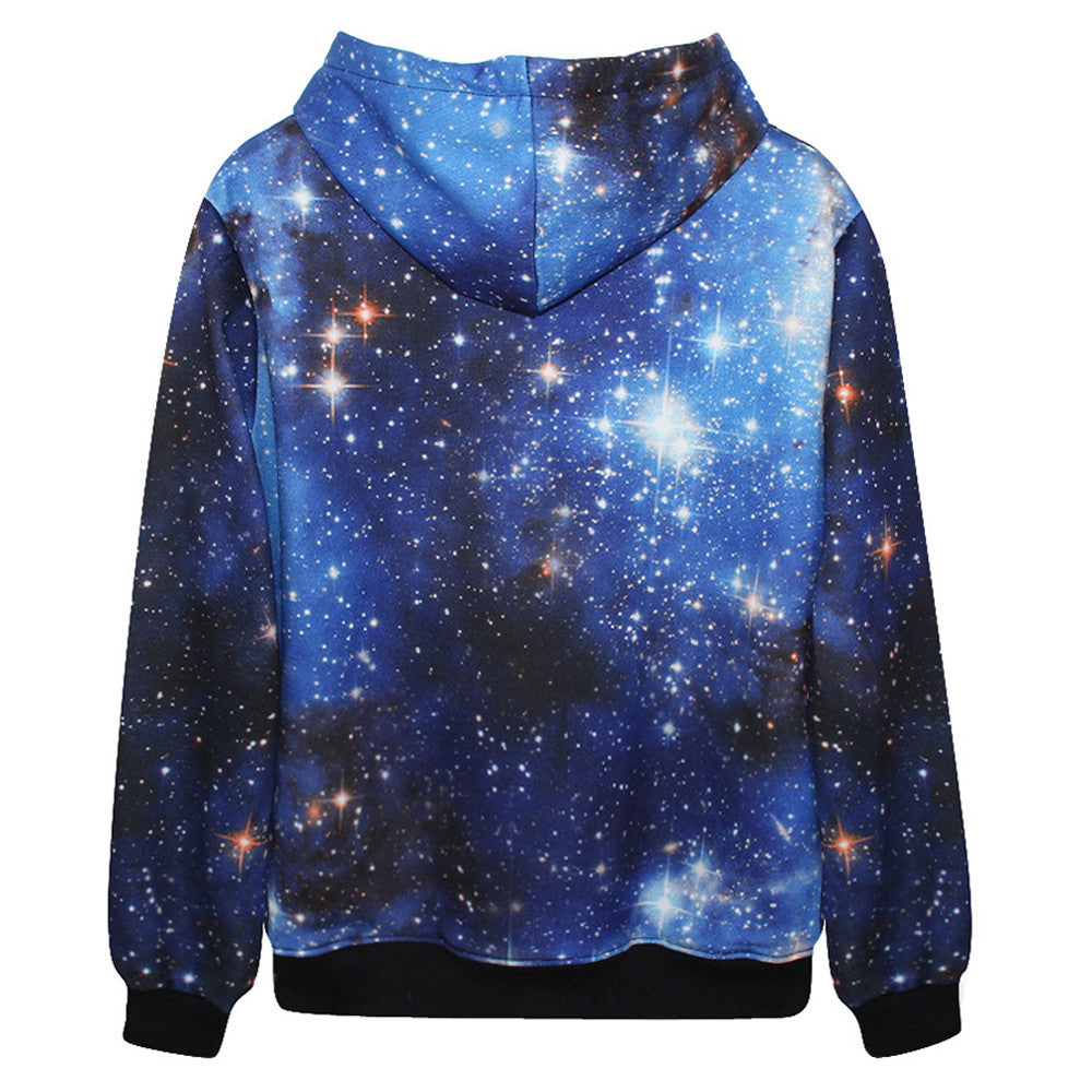 3D Galaxy Print Punk Casual Long Sleeve Hooded Pullovers