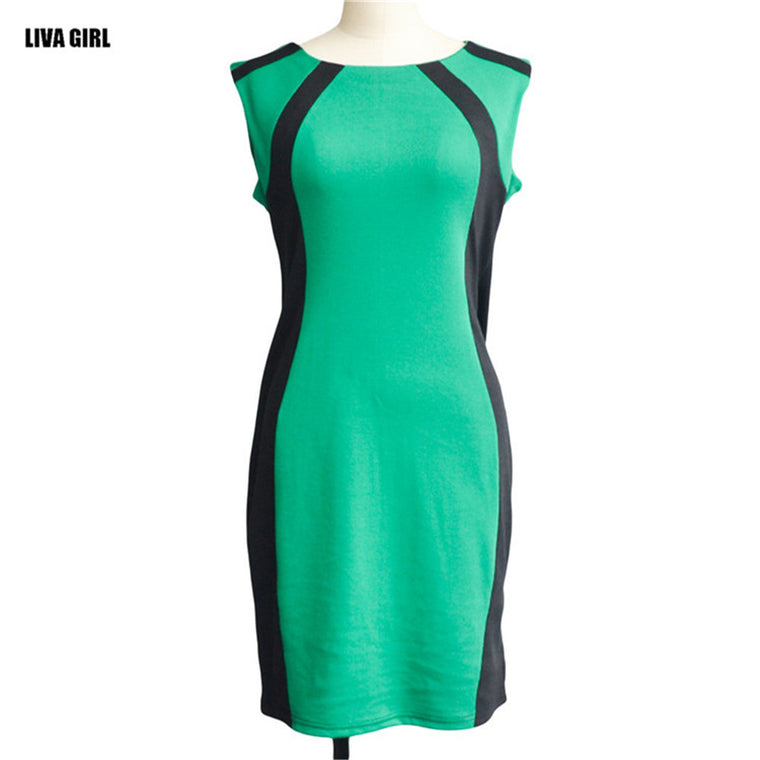 Casual Sleeveless O-neck Women Pencil Dress
