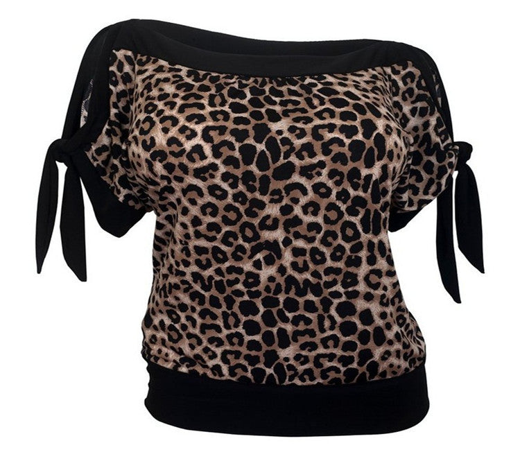Leopard Print Casual Loose Bat wing Sleeve tops