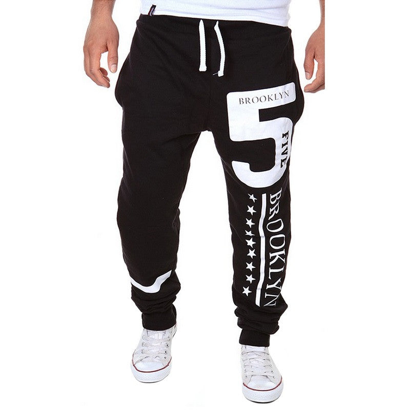 Letters Printed Pattern Long Leisure Men's Trouser