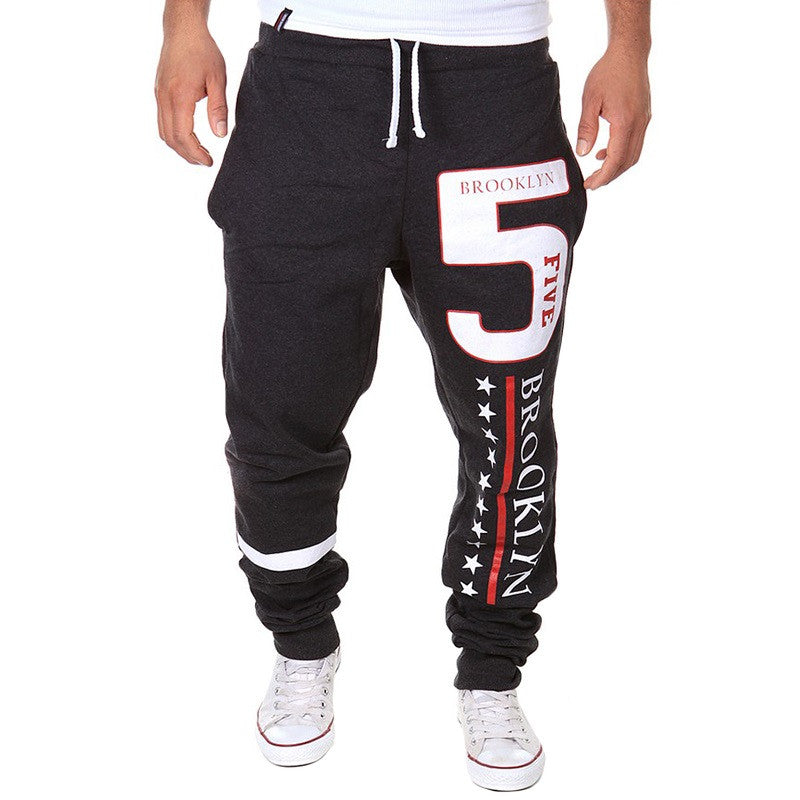 Letters Printed Pattern Long Leisure Men's Trouser