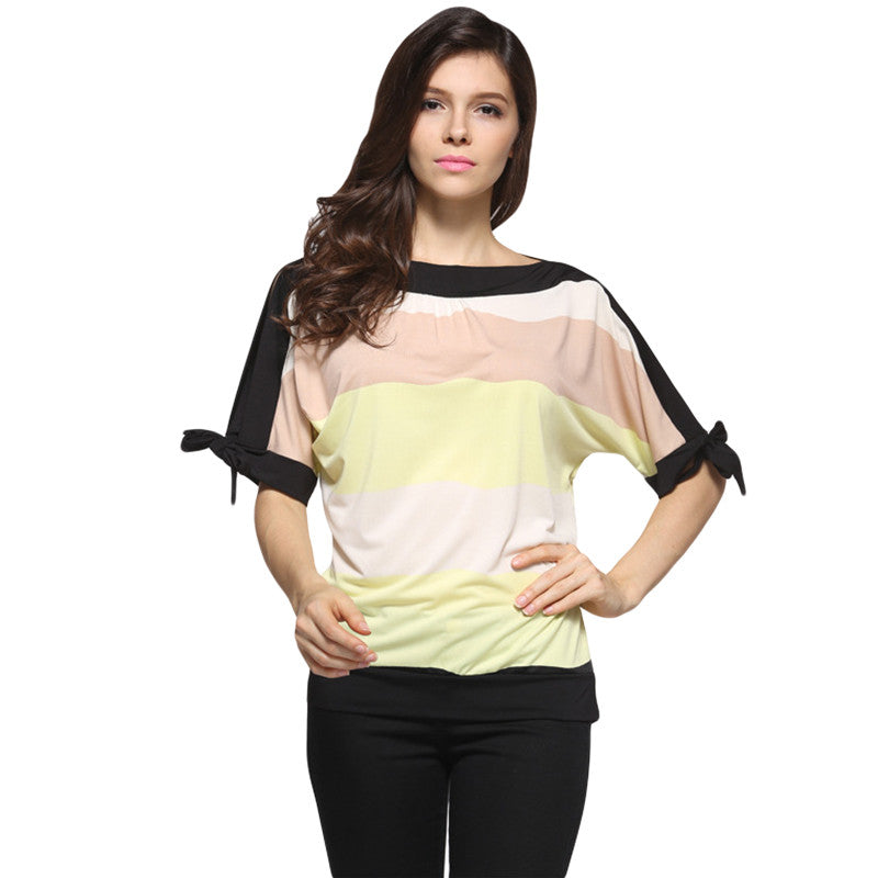 Bat wing Sleeve Tops O-neck Female Tshirt