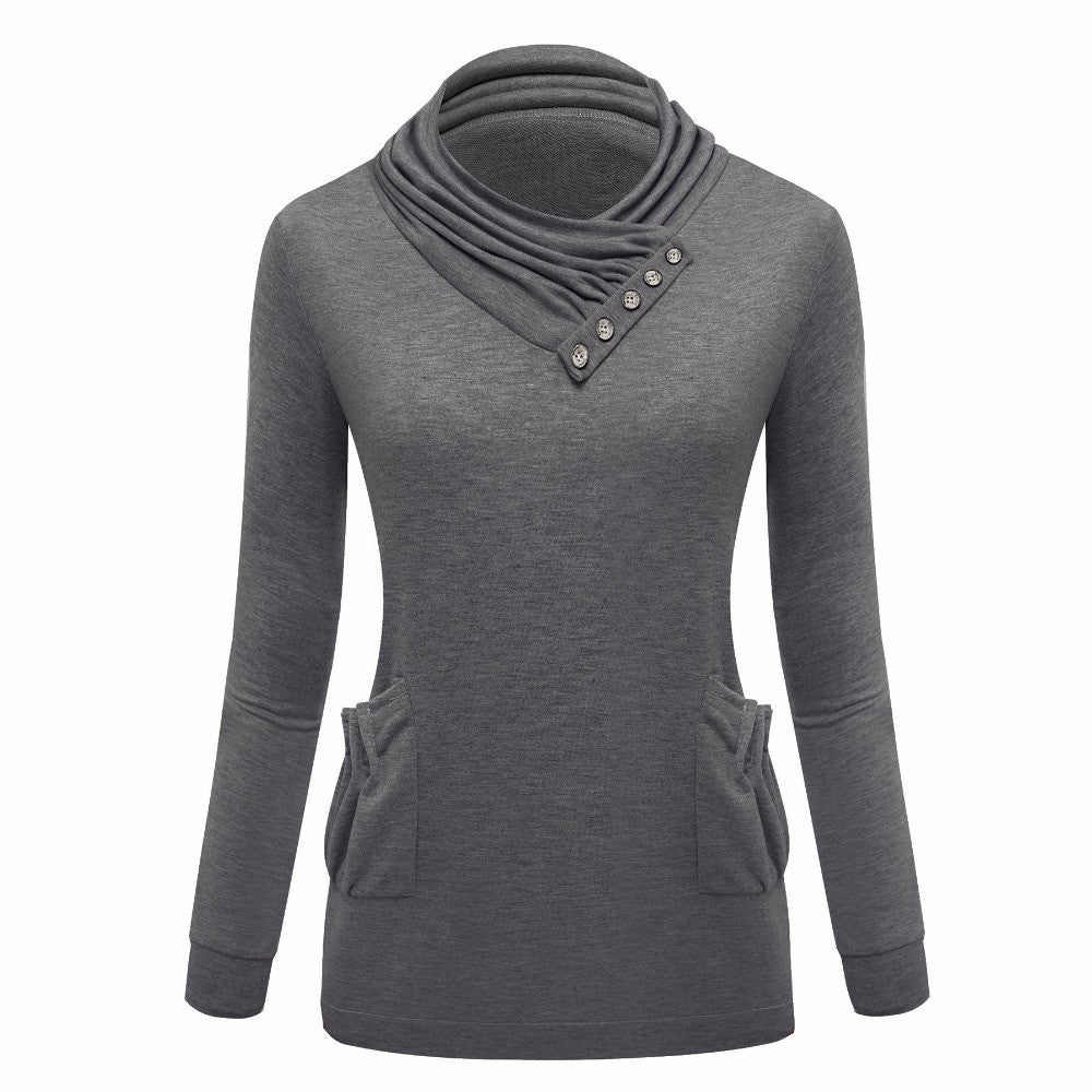 Big Pocket Design Turtleneck Collar Sweatshirt
